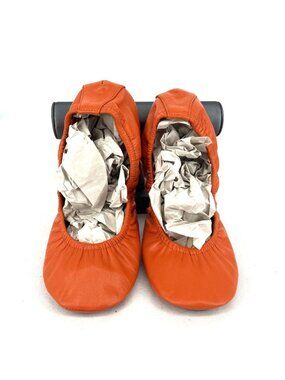 The Storehouse Flats Shoes Sz 7 Orange Soft Leather Slip On Foldable Packable